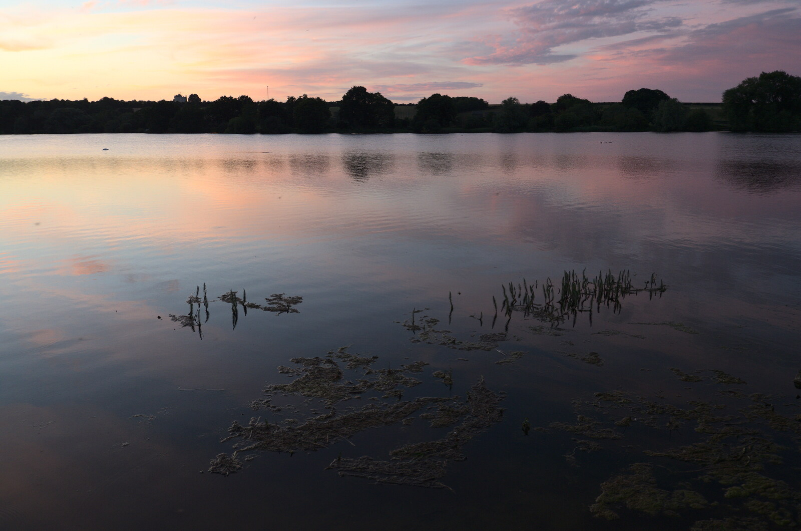 Sunset over the lake from Camping at the Lake, Weybread, Harleston - 25th June 2022