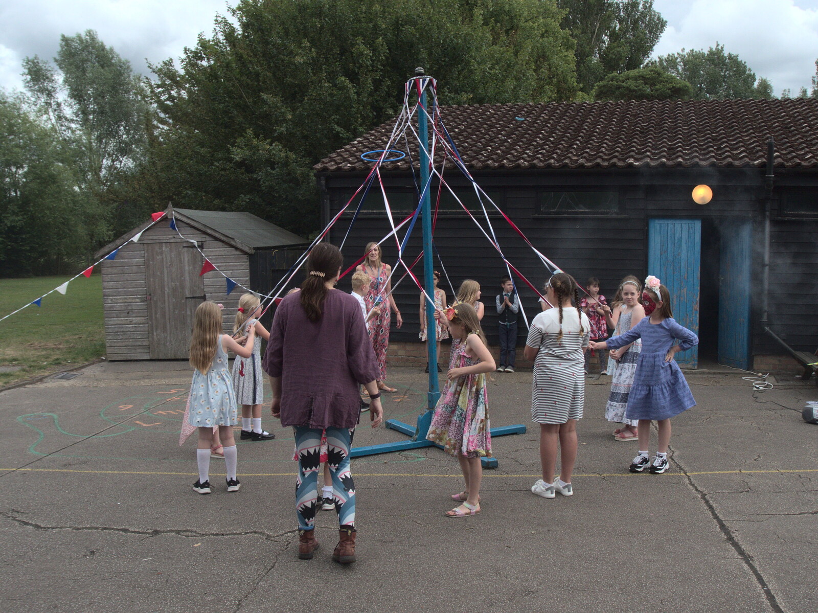 The traditional Maypole dance occurs from A Fire, a Fête, and a Scout Camp, Hallowtree, Suffolk - 30th June 2022