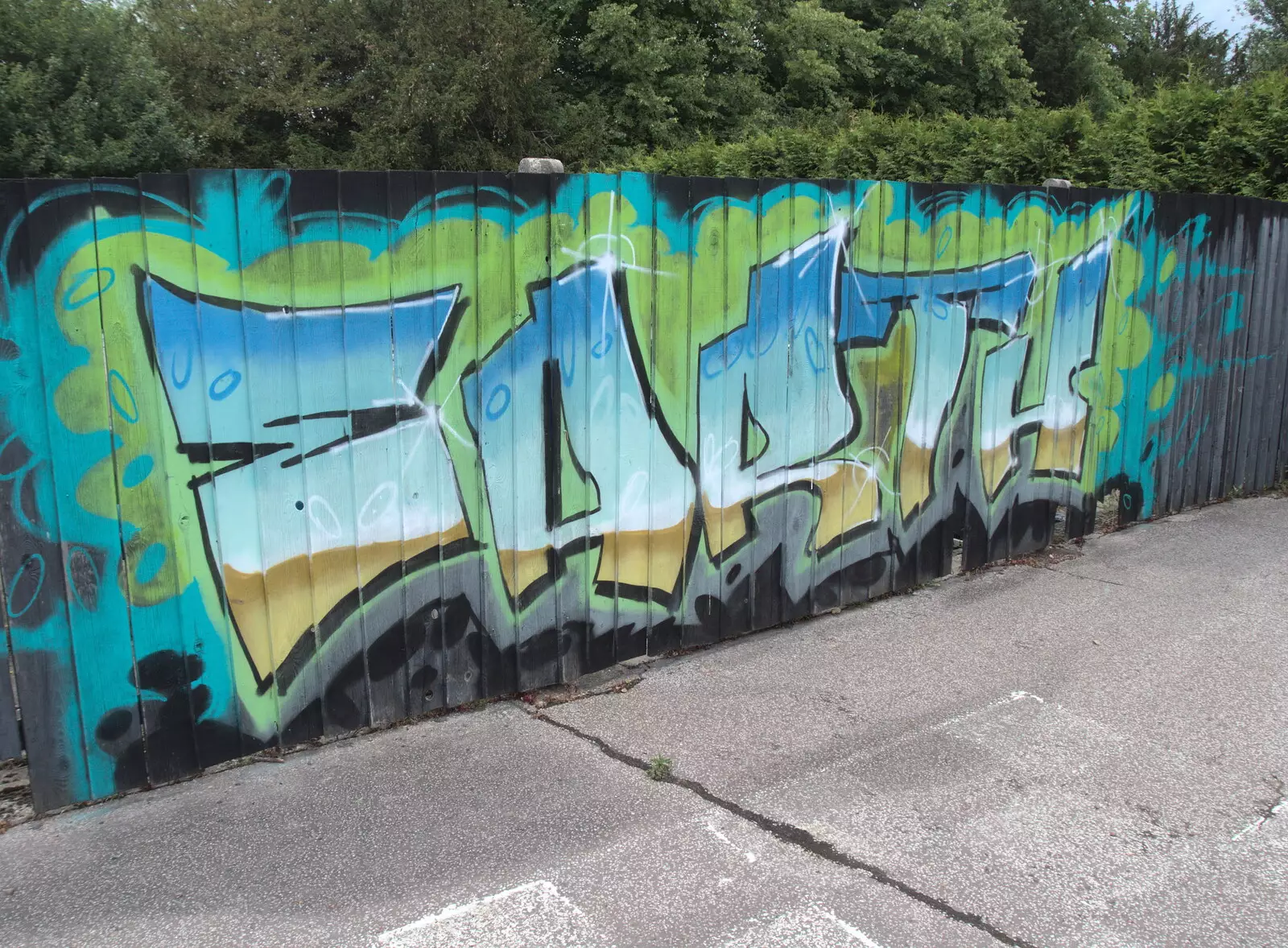 A nice Earth graffiti tag on a fence, from A Fire, a Fête, and a Scout Camp, Hallowtree, Suffolk - 30th June 2022