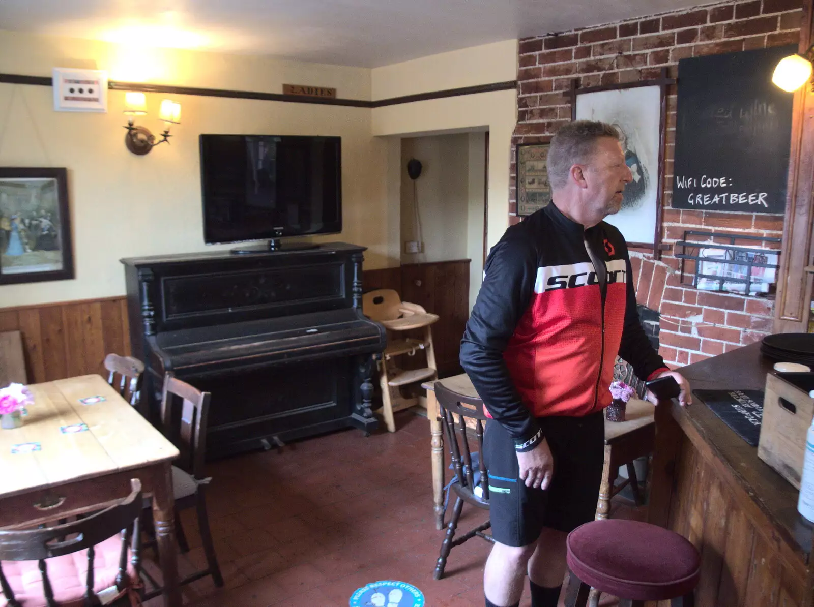 Gaz gets a beer in the Victoria at Earl Soham, from A Fire, a Fête, and a Scout Camp, Hallowtree, Suffolk - 30th June 2022