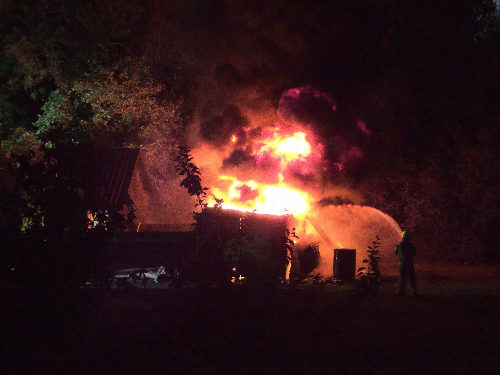 The fire threatens to take out the other shed too, from A Fire, a Fête, and a Scout Camp, Hallowtree, Suffolk - 30th June 2022