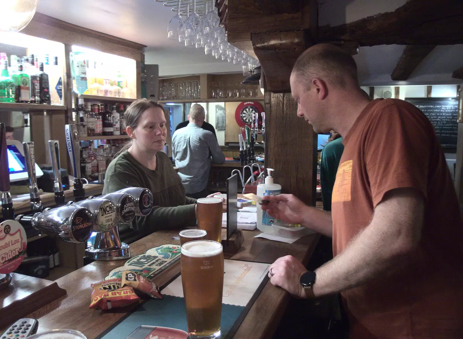 Paul at the bar of the Beaconsfield in Occold, from A Fire, a Fête, and a Scout Camp, Hallowtree, Suffolk - 30th June 2022