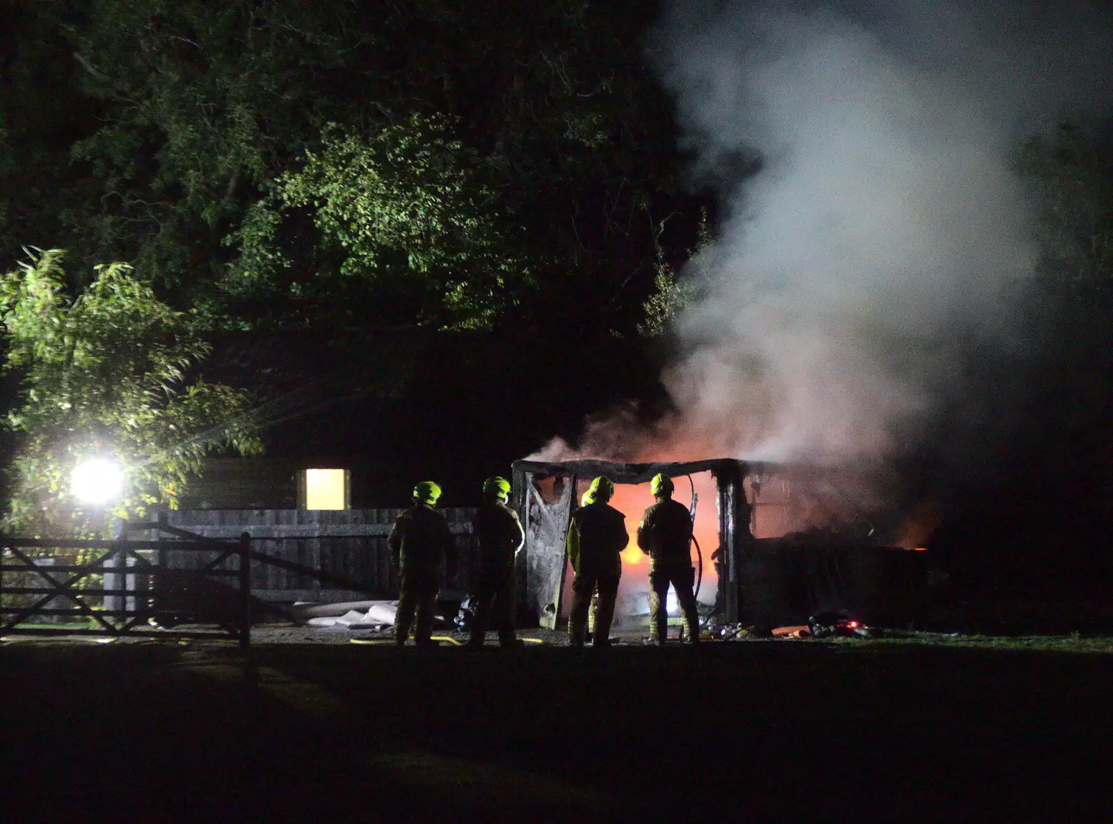 The fire re-starts, from A Fire, a Fête, and a Scout Camp, Hallowtree, Suffolk - 30th June 2022