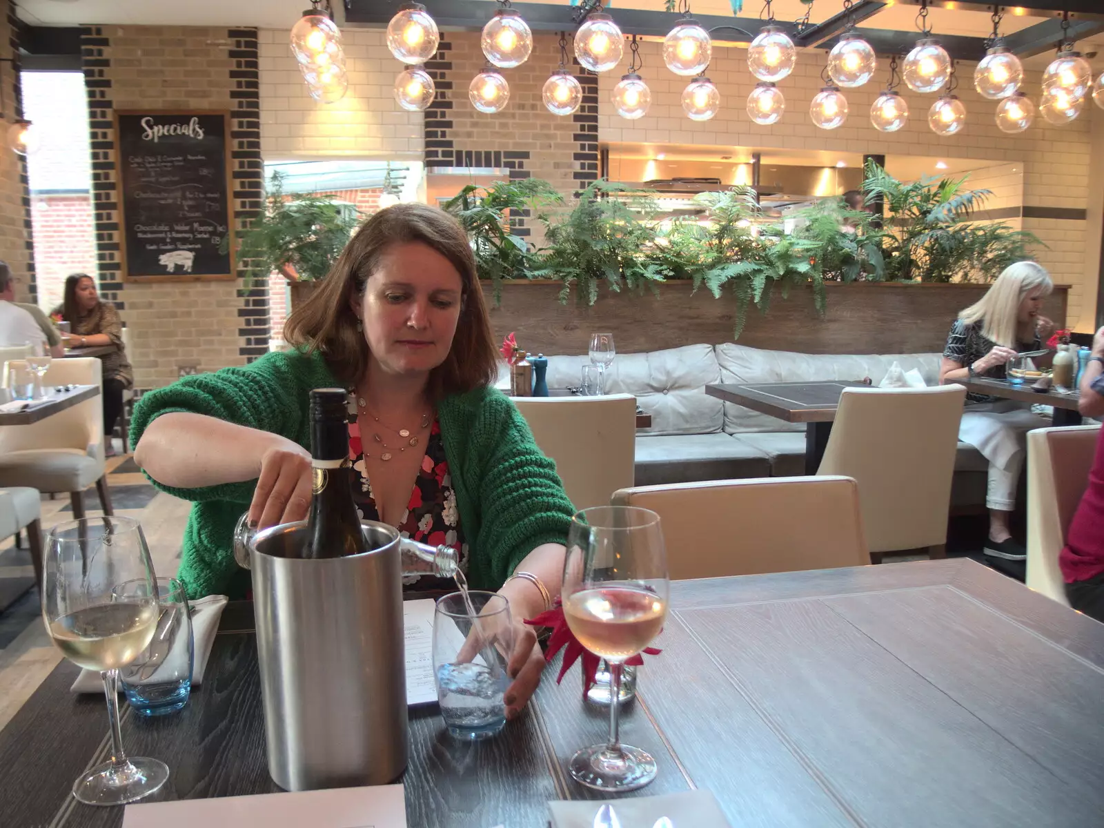 Isobel in the Oaksmere's restaurant, from A Fire, a Fête, and a Scout Camp, Hallowtree, Suffolk - 30th June 2022