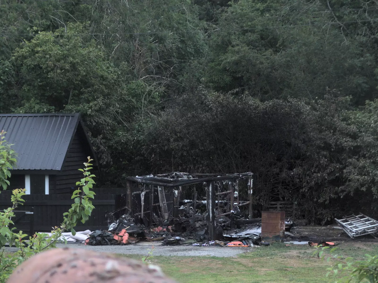 The remains of the shed the next morning, from A Fire, a Fête, and a Scout Camp, Hallowtree, Suffolk - 30th June 2022