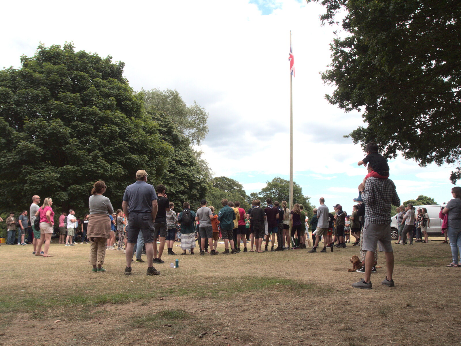 There's a short flag-lowering ceremony from A Fire, a Fête, and a Scout Camp, Hallowtree, Suffolk - 30th June 2022
