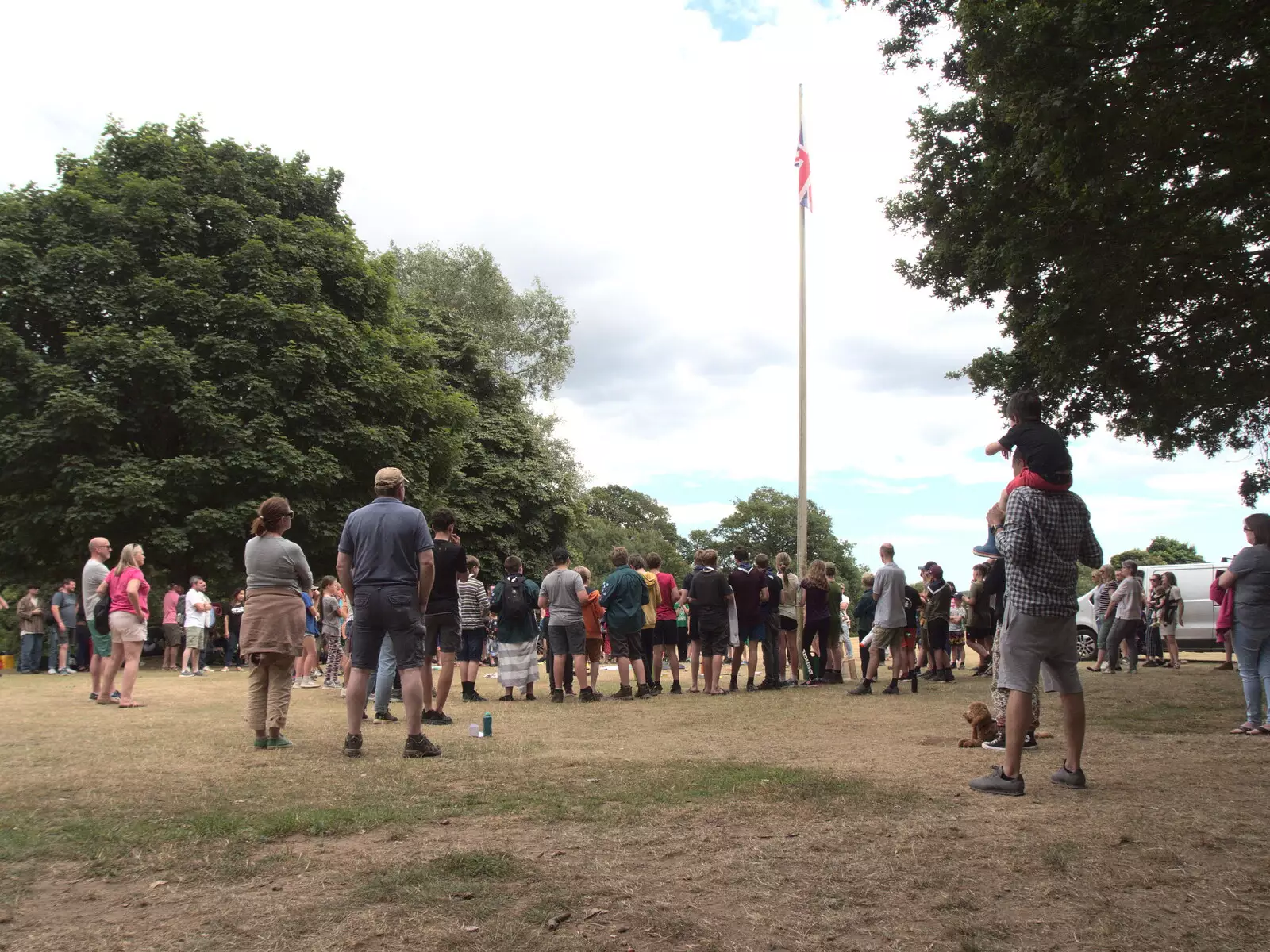 There's a short flag-lowering ceremony, from A Fire, a Fête, and a Scout Camp, Hallowtree, Suffolk - 30th June 2022