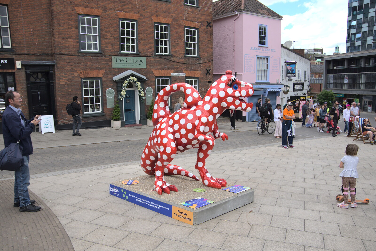 A spotty dinosaur on All Saints Green from The Lord Mayor's Procession, Norwich, Norfolk - 2nd July 2022