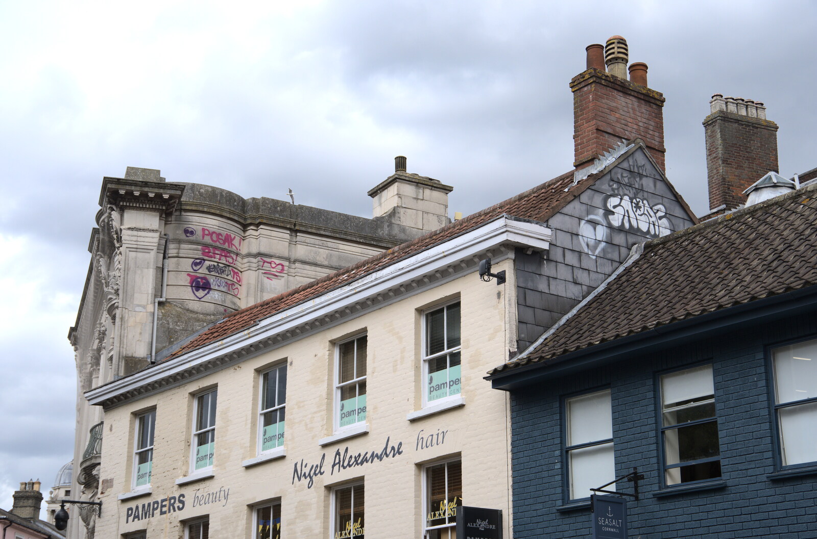 Graffiti up on the roof from The Lord Mayor's Procession, Norwich, Norfolk - 2nd July 2022