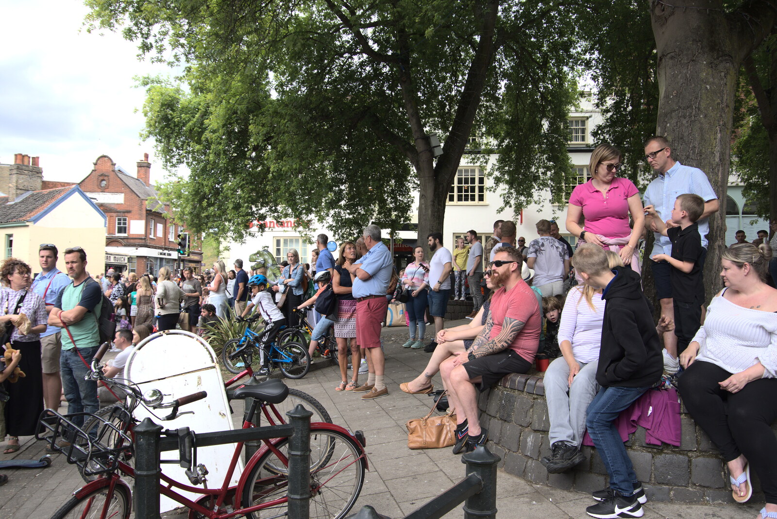 Crowds on the bottom of Timber Hill from The Lord Mayor's Procession, Norwich, Norfolk - 2nd July 2022