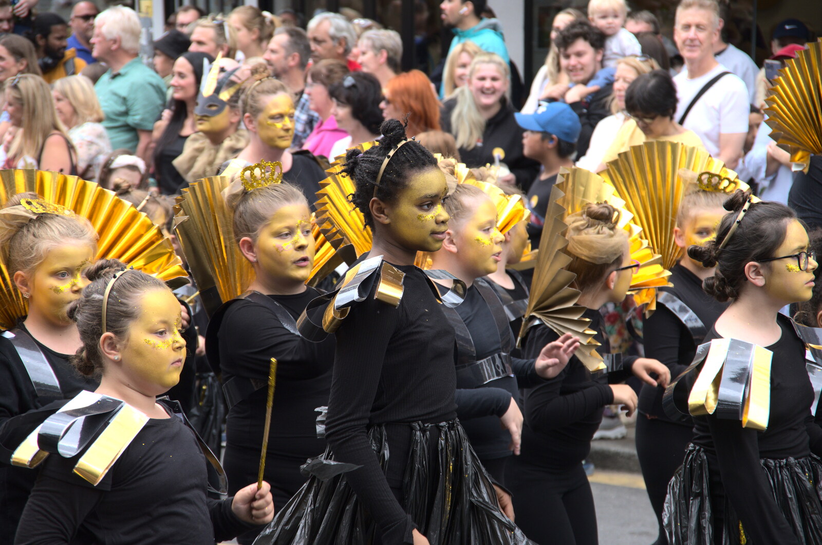 A school group with a nice black-and-gold theme from The Lord Mayor's Procession, Norwich, Norfolk - 2nd July 2022