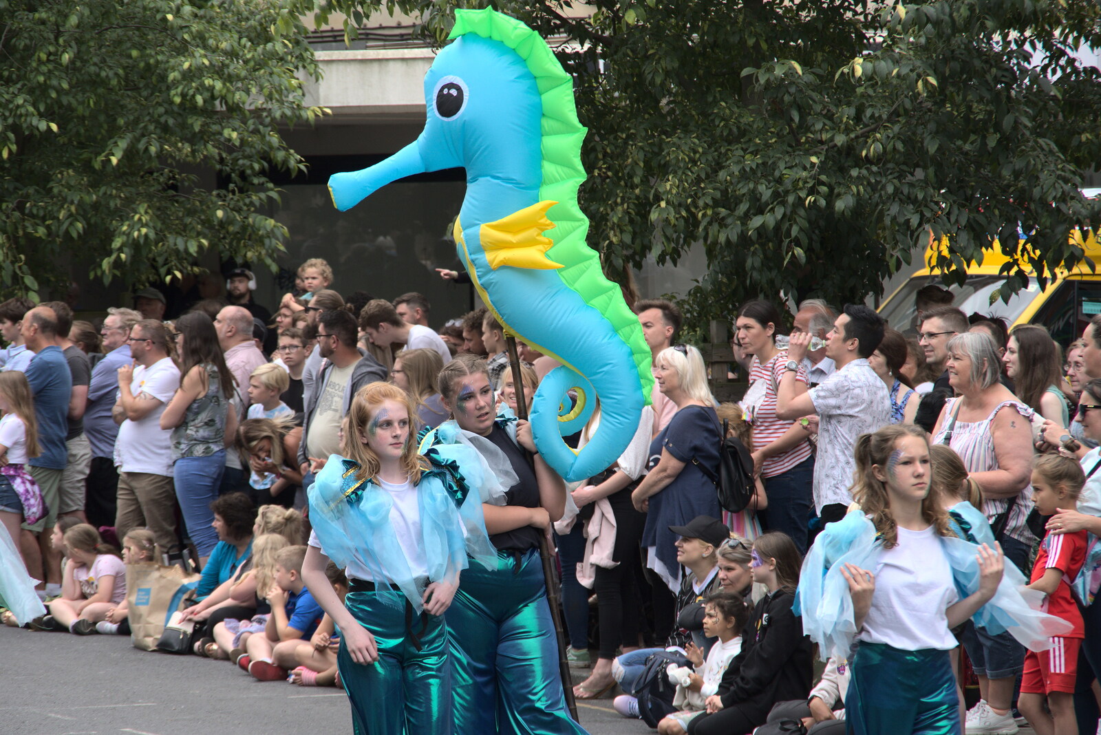 An inflatable sea horse on a stick from The Lord Mayor's Procession, Norwich, Norfolk - 2nd July 2022