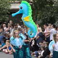 The Lord Mayor's Procession, Norwich, Norfolk - 2nd July 2022, An inflatable sea horse on a stick