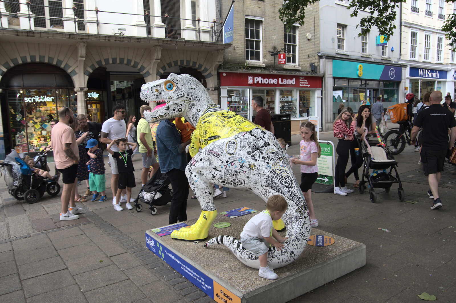 Another dinosaur on Gentlman's Walk from The Lord Mayor's Procession, Norwich, Norfolk - 2nd July 2022