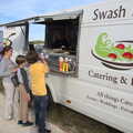 Camping in the Dunes, Waxham Sands, Norfolk - 9th July 2022, The boys get hotdogs from the Swash Nosh van