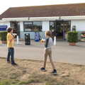 Camping in the Dunes, Waxham Sands, Norfolk - 9th July 2022, Fred and Harry roam around outside the shop