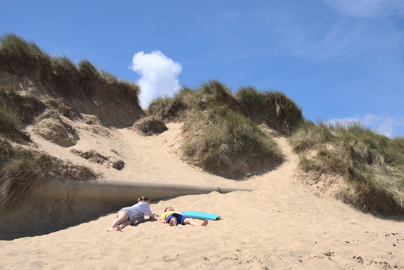 Soph and Fred flake out from Camping in the Dunes, Waxham Sands, Norfolk - 9th July 2022