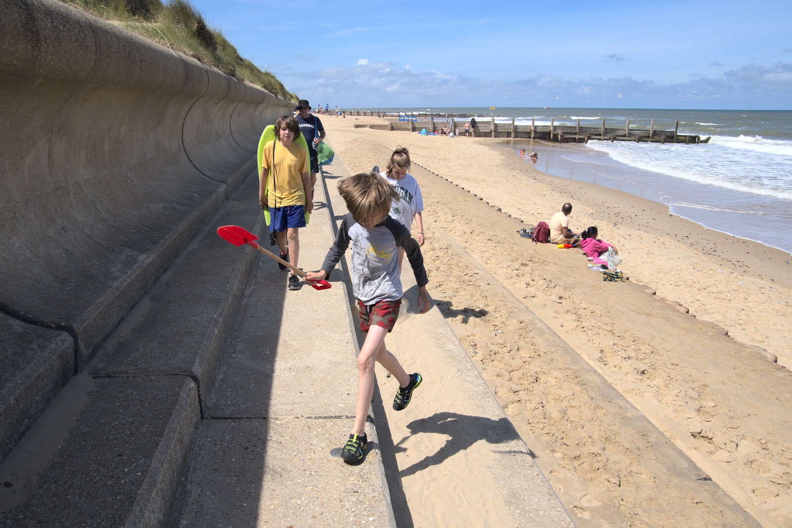 We head off along the sea wall from Camping in the Dunes, Waxham Sands, Norfolk - 9th July 2022