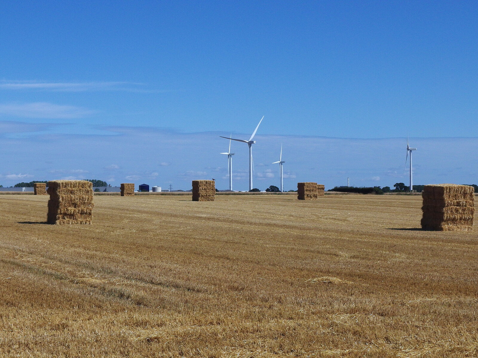 Stacked bales and the wind turbines from A Ride to Walsham Le Willows, Suffolk - 15th July 2022