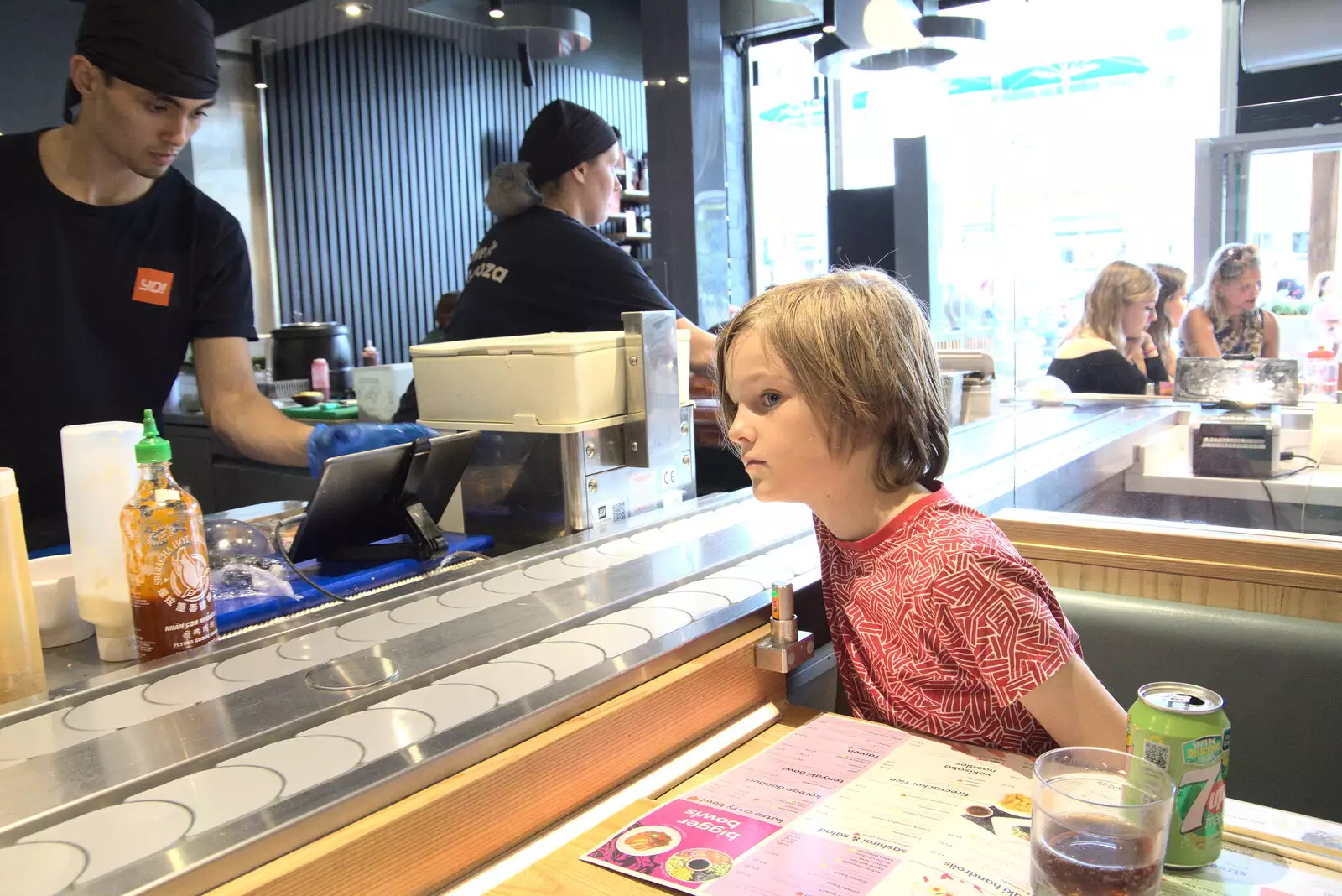 Harry waits for sushi in Norwich, from A July Miscellany, Diss, Eye and Norwich - 23rd July 2022