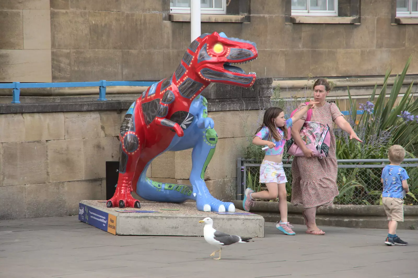 A dinosaur outside City Hall, from A July Miscellany, Diss, Eye and Norwich - 23rd July 2022