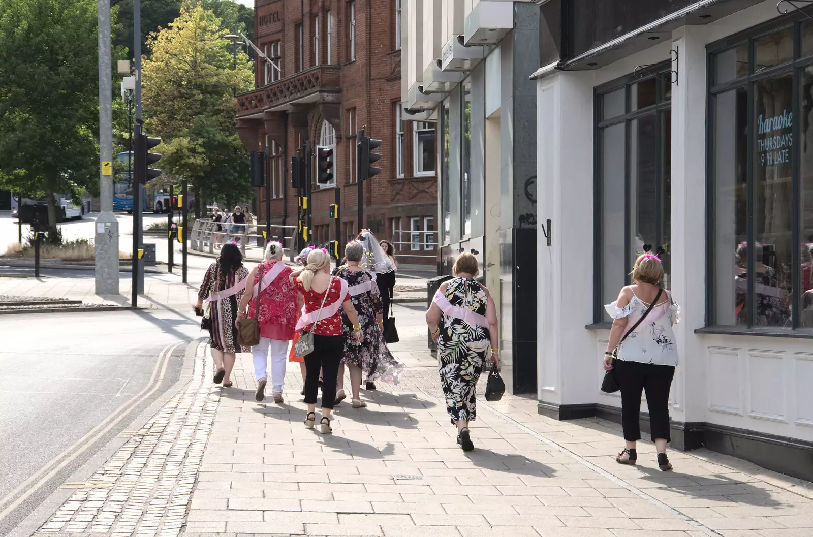 A Hen Party makes its way up Prince of Wales Road, from A July Miscellany, Diss, Eye and Norwich - 23rd July 2022