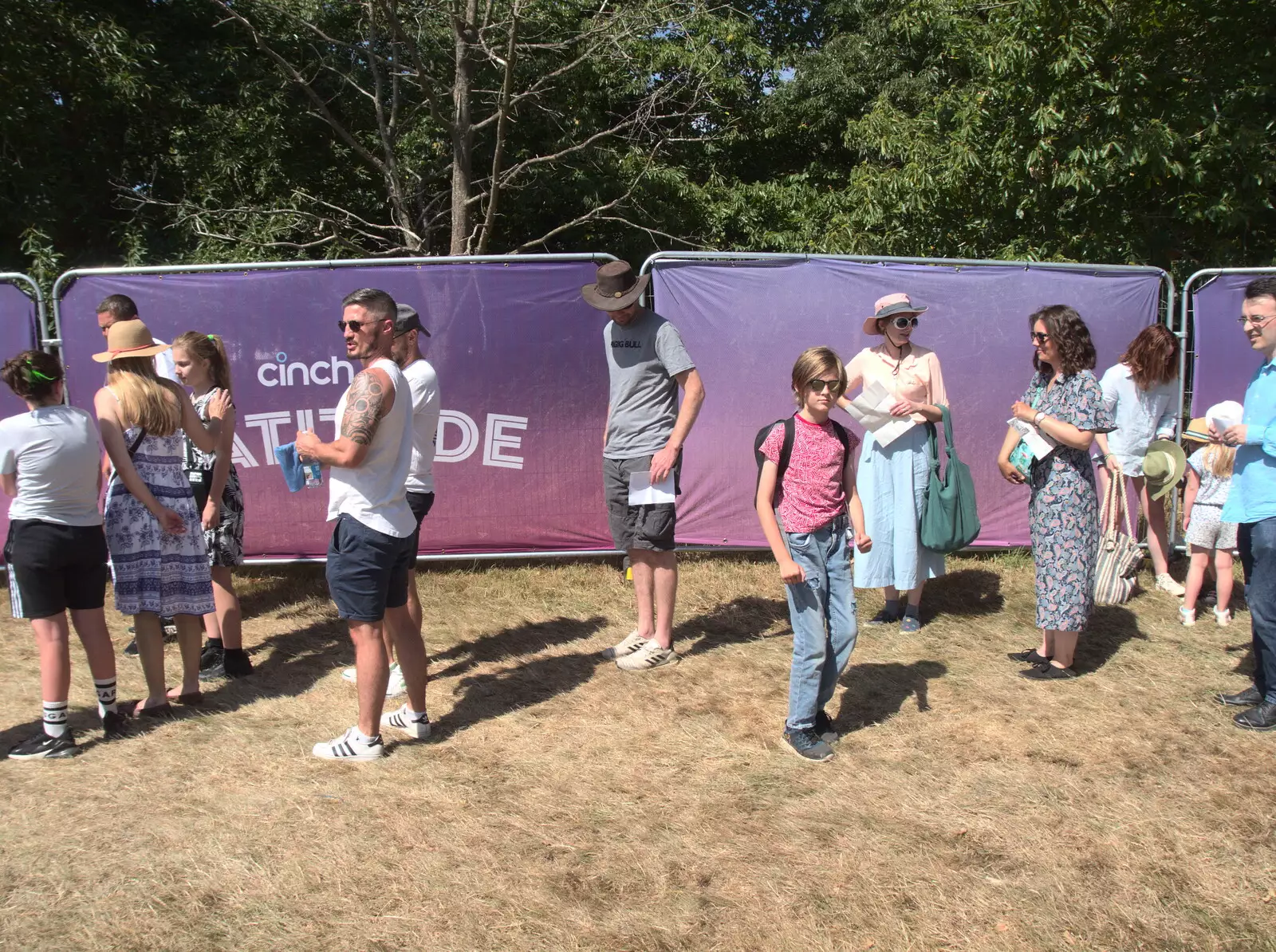 Phil and Harry in the queue for wristbands, from A Day at Latitude, Henham Park, Suffolk - 24th July 2022