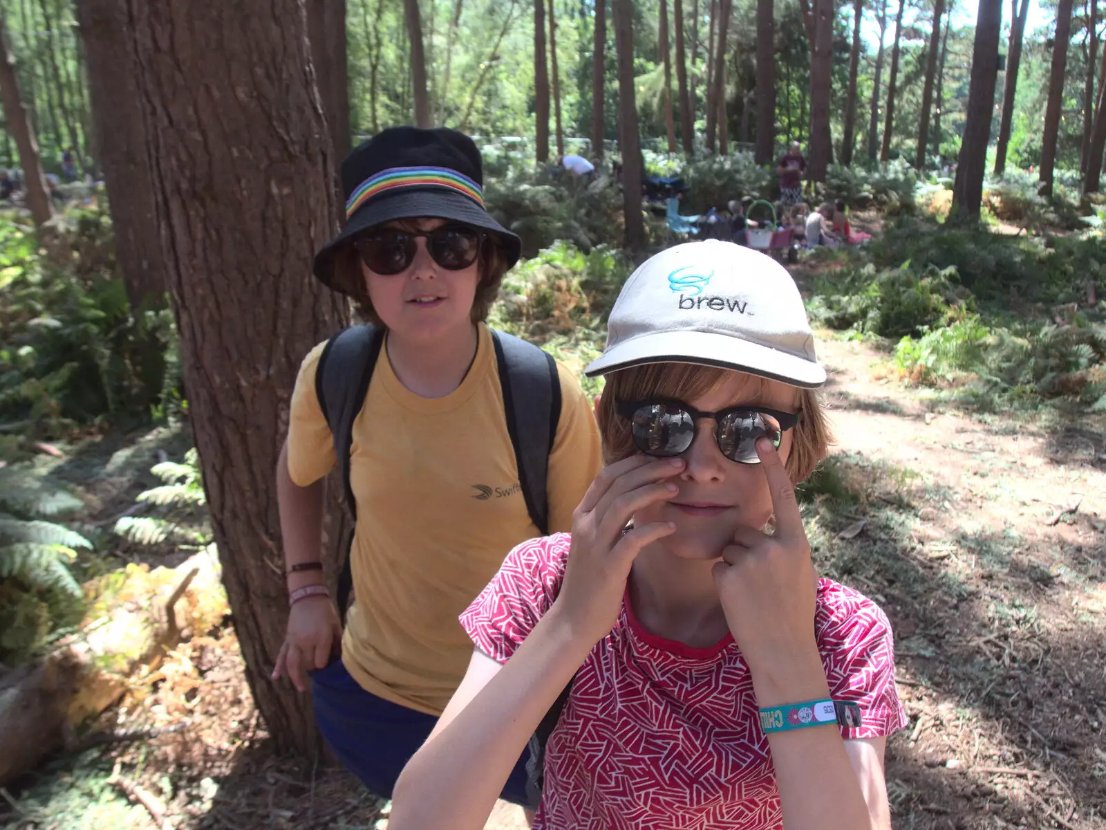 Fred and Harry in the woods, from A Day at Latitude, Henham Park, Suffolk - 24th July 2022