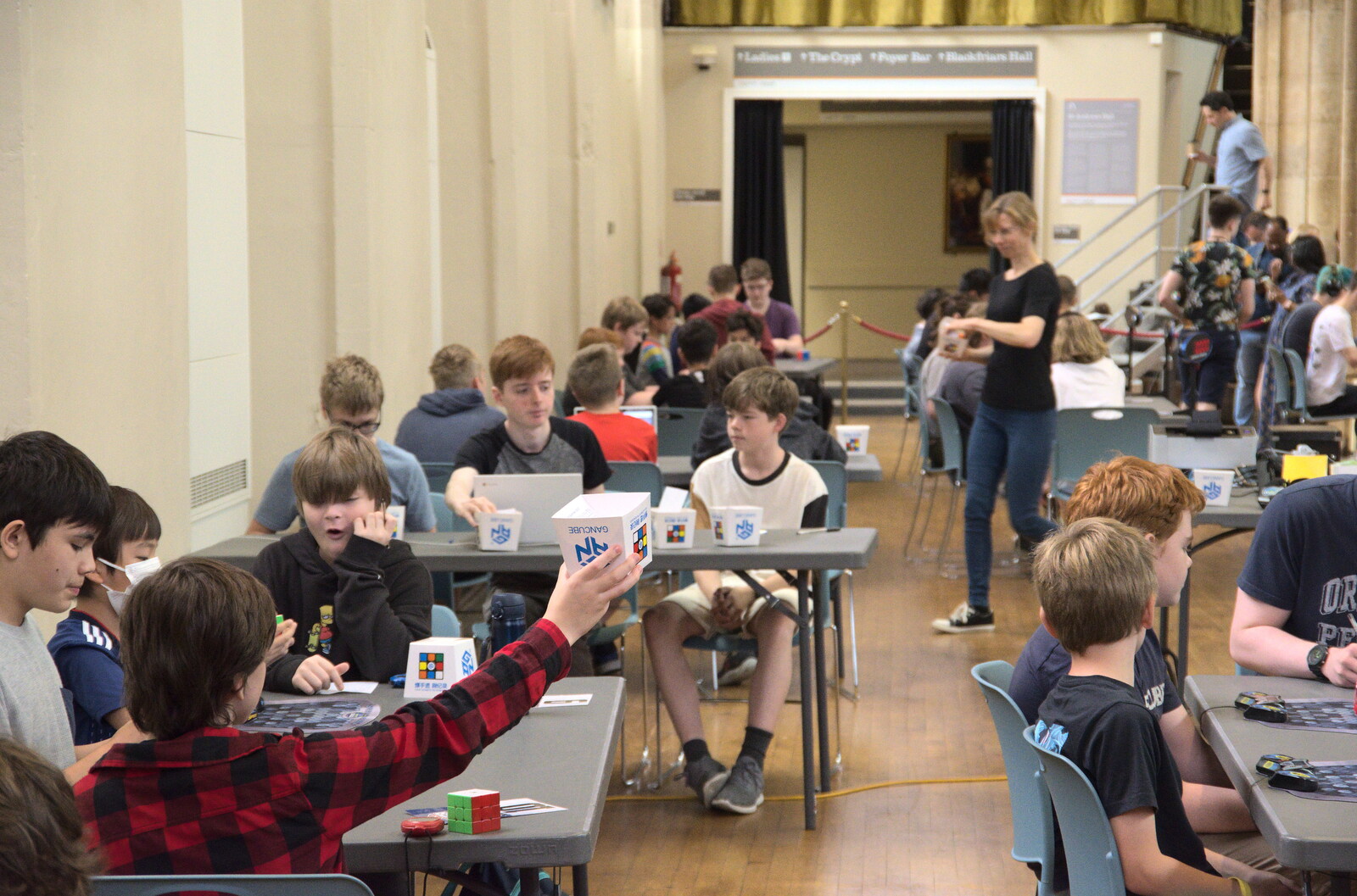 The World Cube Association Rubik's Competition, St. Andrew's Hall, Norwich - 31st July 2022: Cube muddling is required