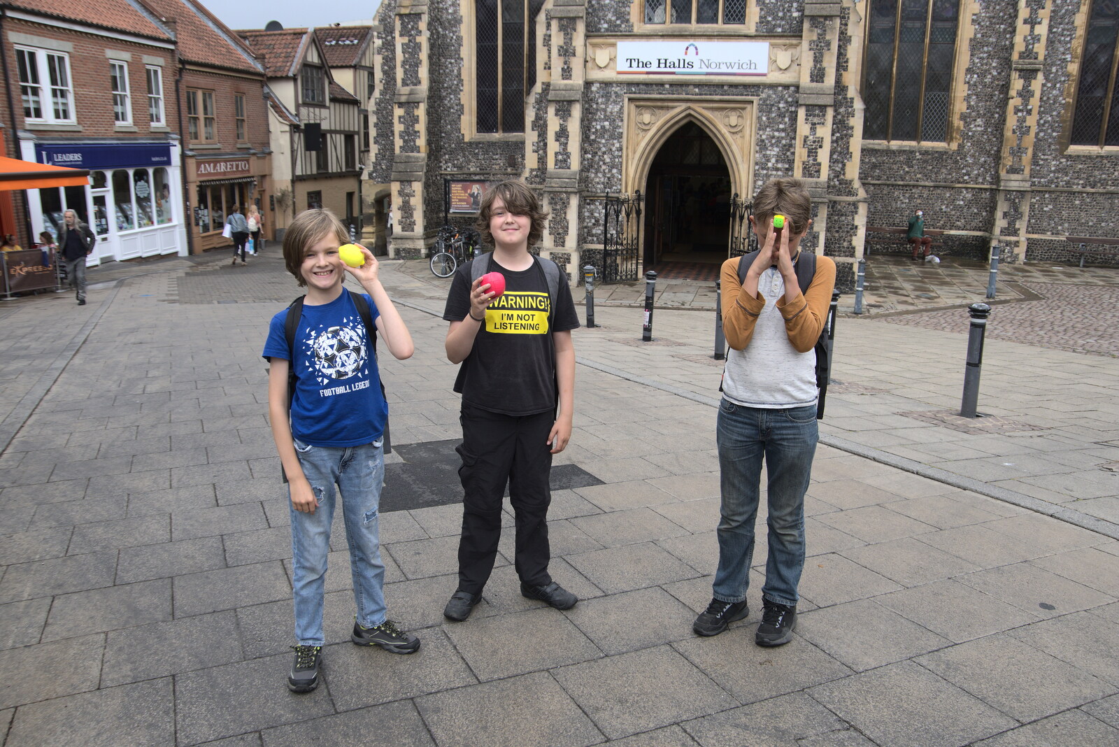 The World Cube Association Rubik's Competition, St. Andrew's Hall, Norwich - 31st July 2022: The boys pose with their cubes outside St. Andrew's