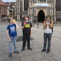 The boys pose with their cubes outside St. Andrew's, The World Cube Association Rubik's Competition, St. Andrew's Hall, Norwich - 31st July 2022