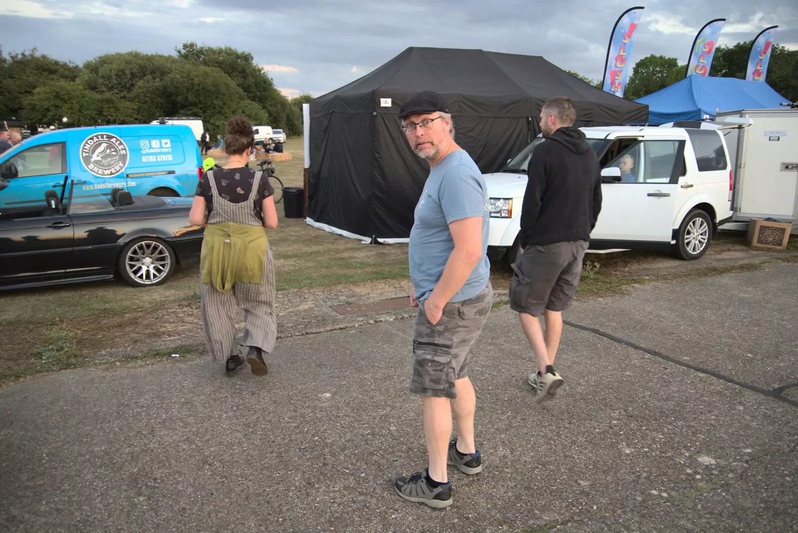 Marc looks back as we head to the beer tent, from Little Red Kings at Fly High Festival, Seething Airfield, Norfolk - 5th August 2022