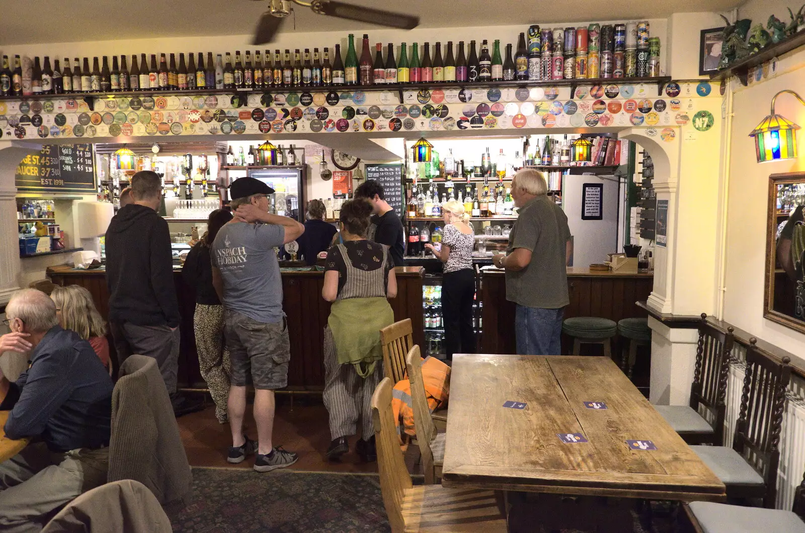 Phil, Marc and Suey at the Green Dragon bar, from Little Red Kings at Fly High Festival, Seething Airfield, Norfolk - 5th August 2022