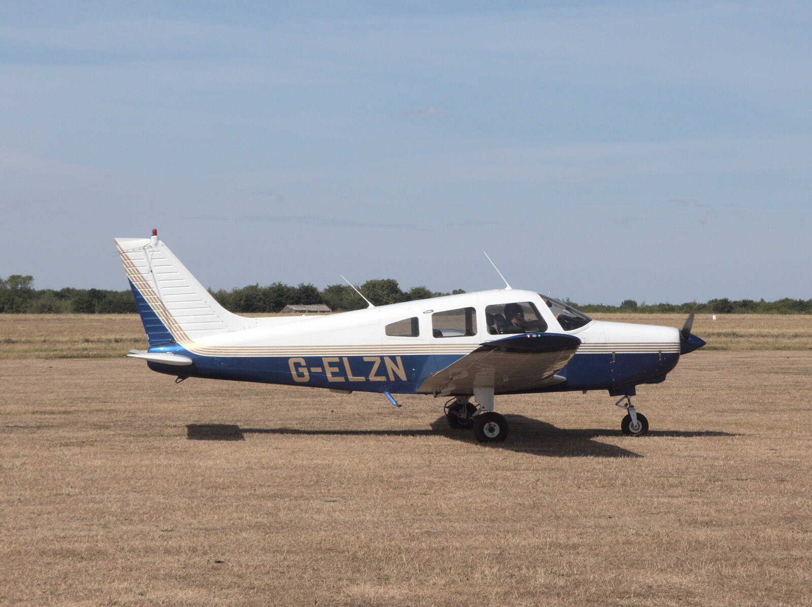 Piper G-ELZN taxis in after a lesson from A Trip to Old Buckenham Airfield, Norfolk - 6th August 2022