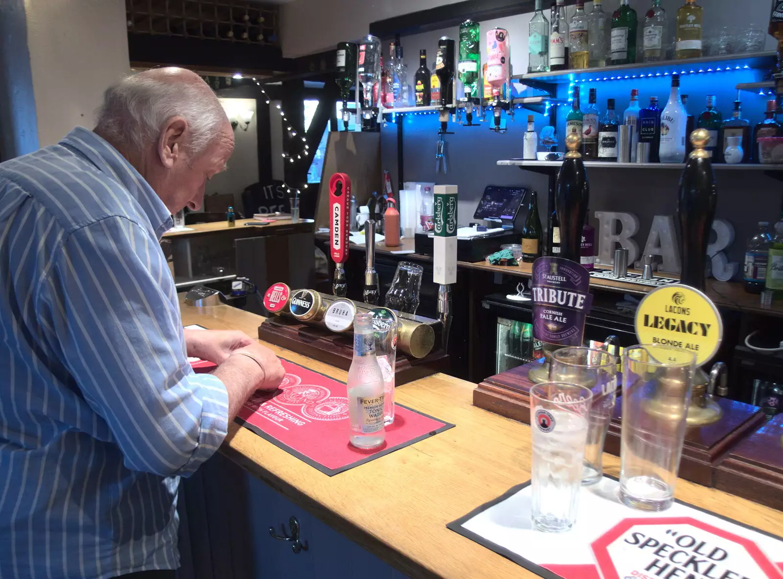 Mick gets a Gin and Tonic in, from Camping at Forest Park, Cromer, Norfolk - 12th August 2022