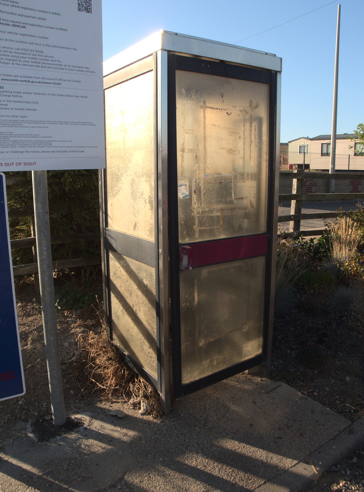 An 80s BT phone box at the car park in East Runton from Camping at Forest Park, Cromer, Norfolk - 12th August 2022