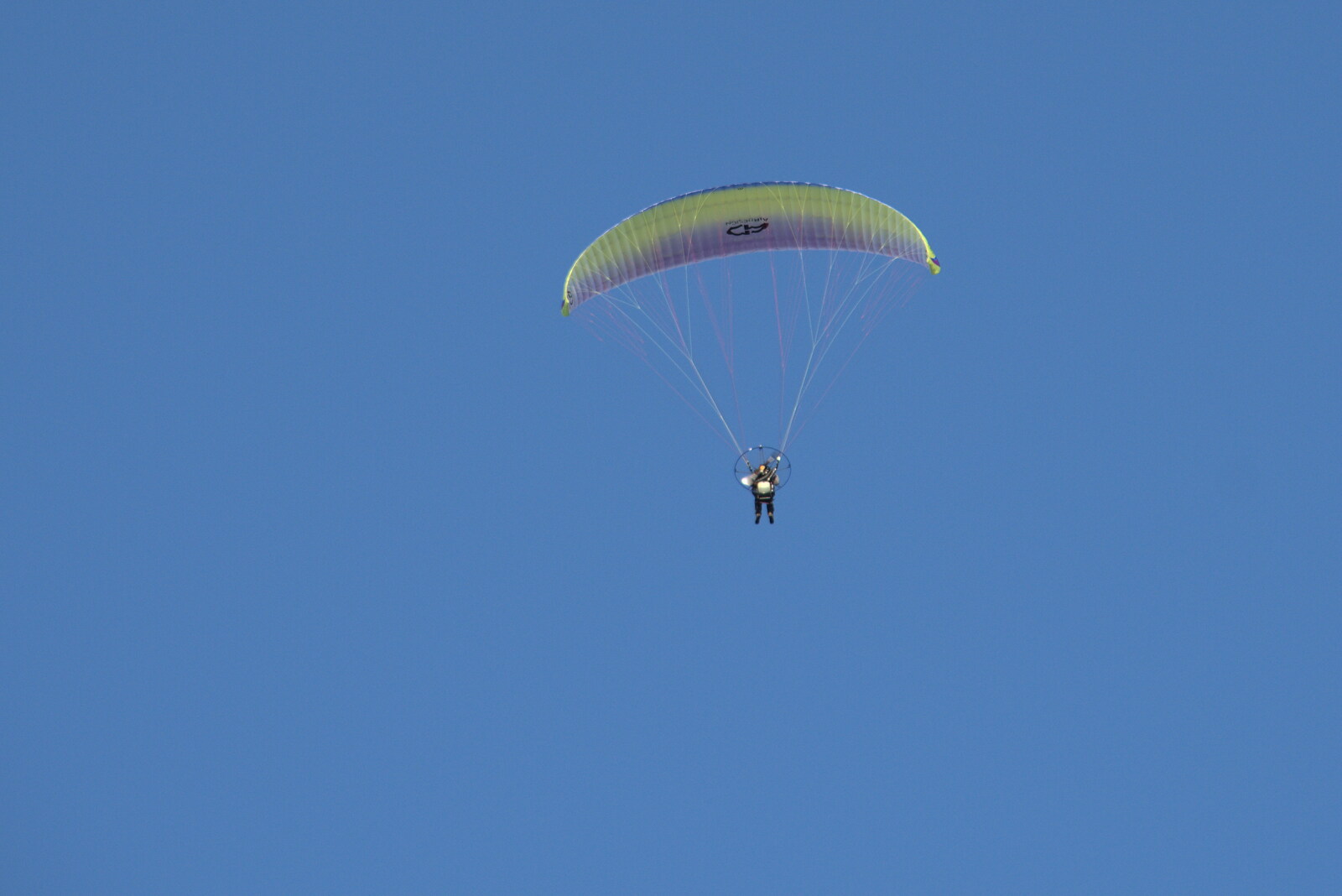 A paraglider floats overhead from Camping at Forest Park, Cromer, Norfolk - 12th August 2022