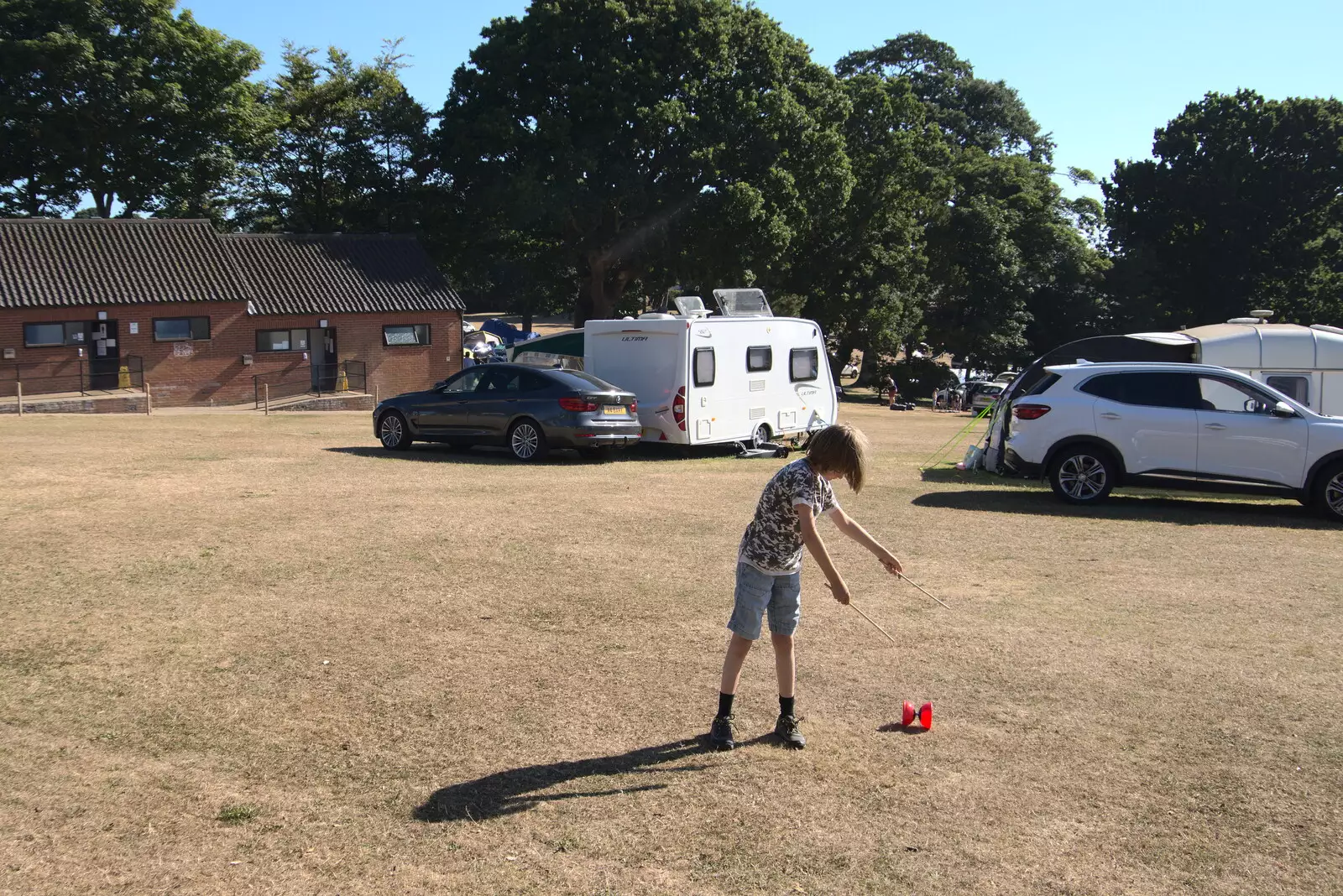 Harry tries out a diablo, from Camping at Forest Park, Cromer, Norfolk - 12th August 2022