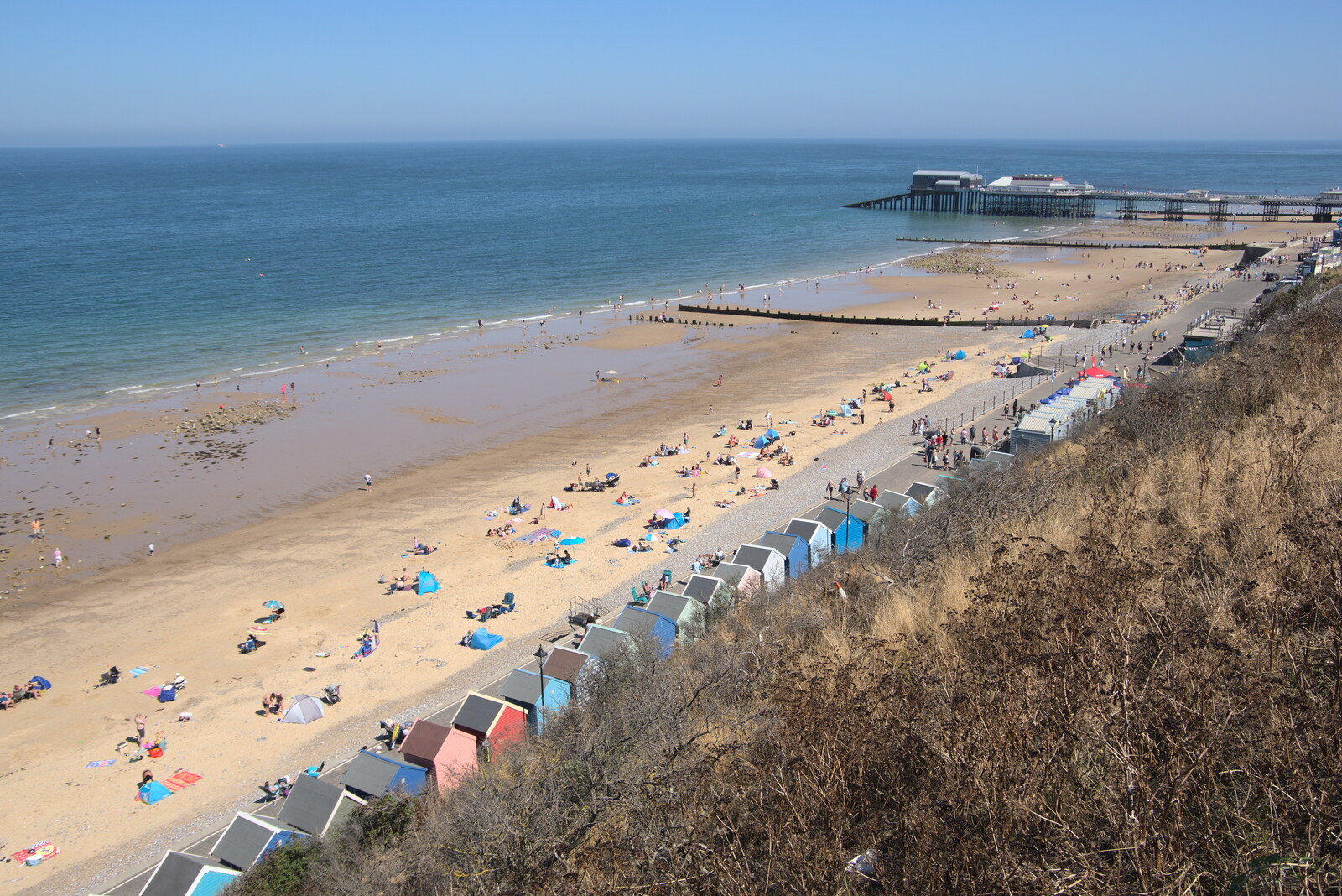 Cromer beach from the clifftop from Camping at Forest Park, Cromer, Norfolk - 12th August 2022