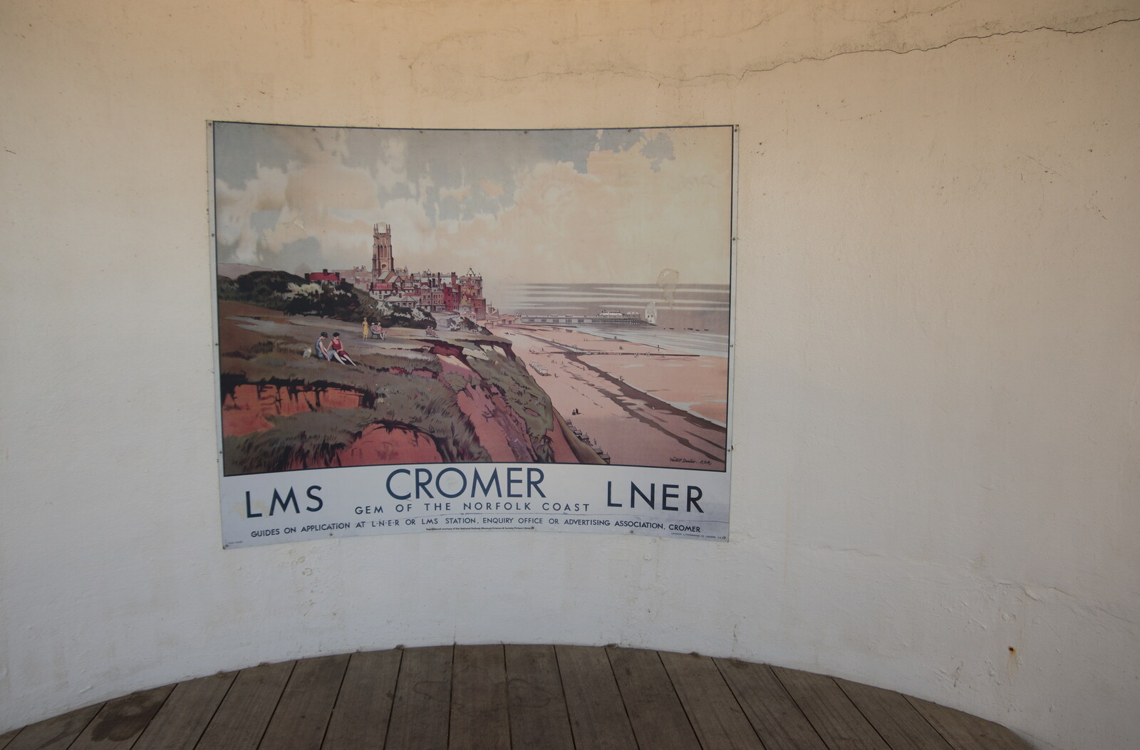 There's a nice old railway poster in a shelter from Camping at Forest Park, Cromer, Norfolk - 12th August 2022