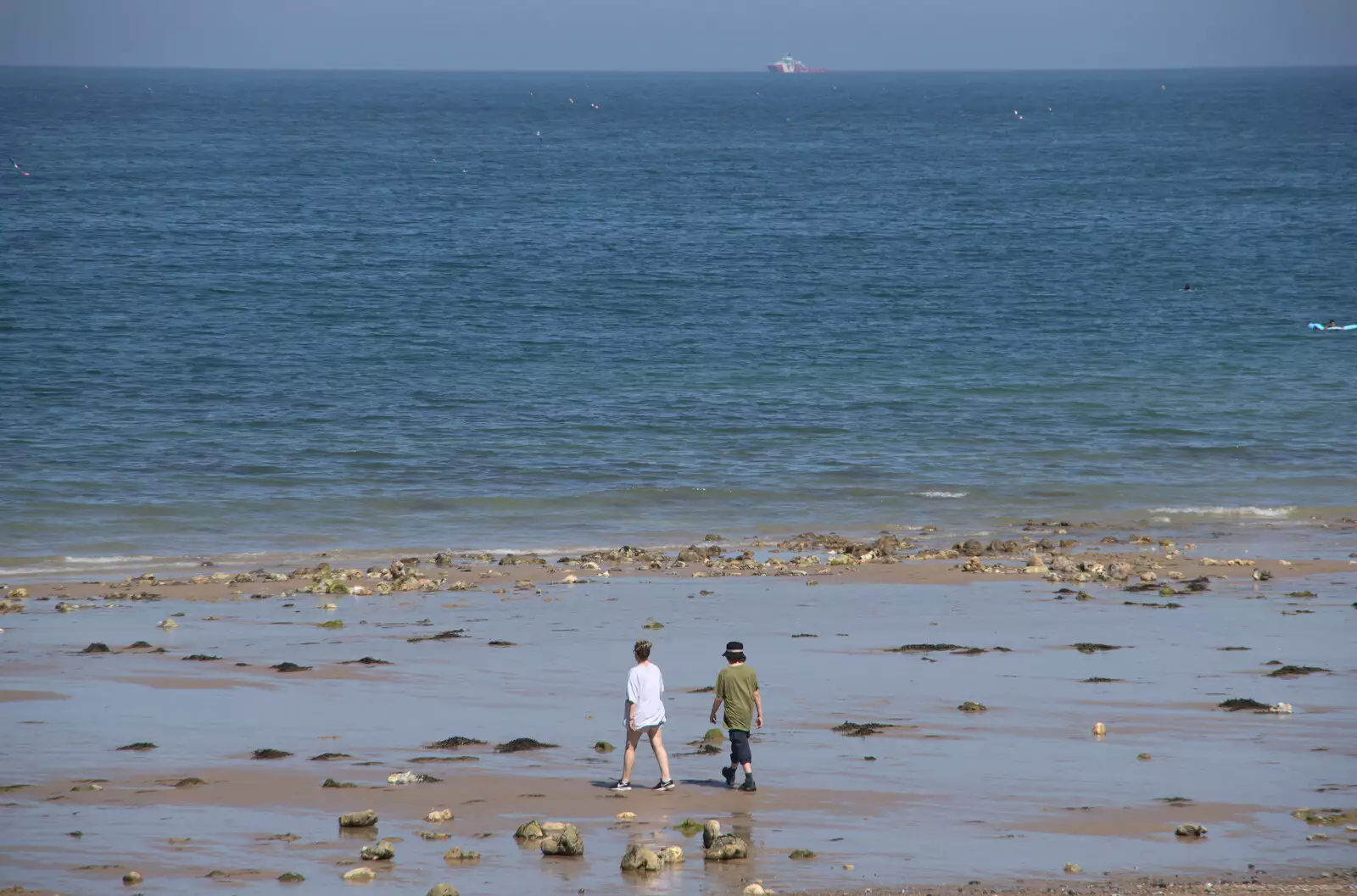 Soph and Fred head out to sea, from Camping at Forest Park, Cromer, Norfolk - 12th August 2022