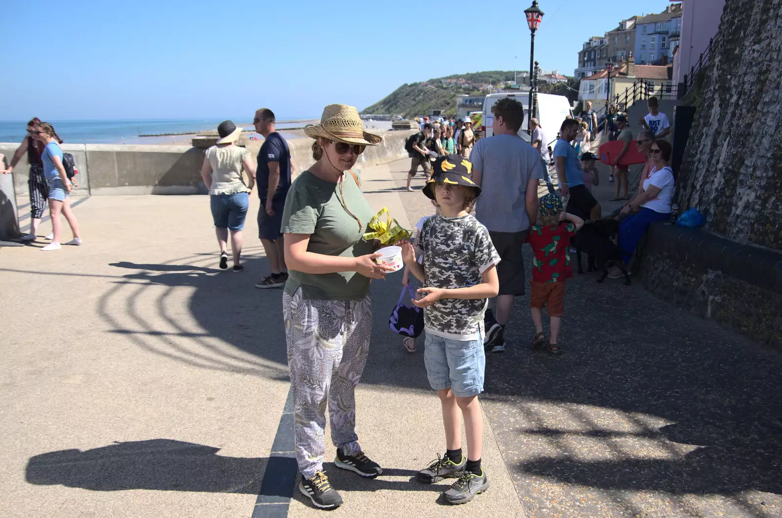 Isobel and Harry by the pier, from Camping at Forest Park, Cromer, Norfolk - 12th August 2022