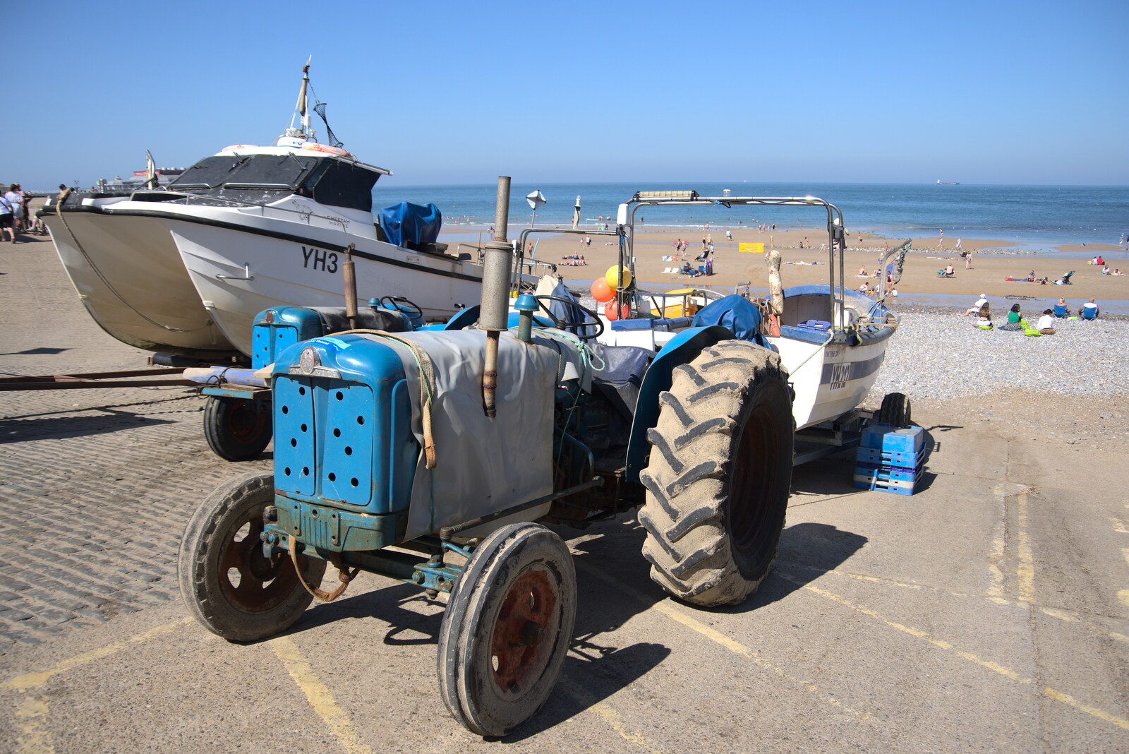 One of many Fordson Major tractors on the beach from Camping at Forest Park, Cromer, Norfolk - 12th August 2022