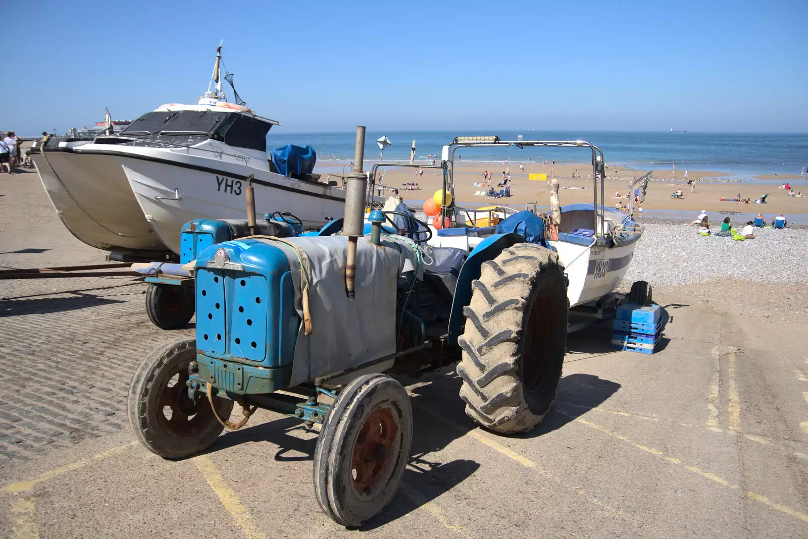 One of many Fordson Major tractors on the beach, from Camping at Forest Park, Cromer, Norfolk - 12th August 2022