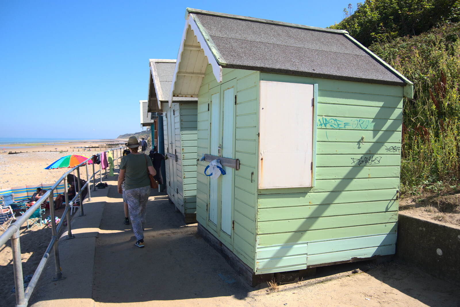 Wonky beach huts on the seafront from Camping at Forest Park, Cromer, Norfolk - 12th August 2022