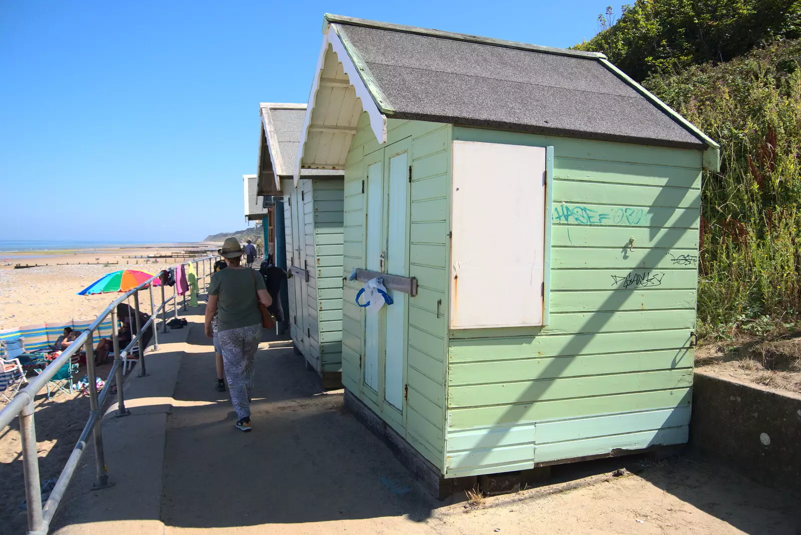 Wonky beach huts on the seafront, from Camping at Forest Park, Cromer, Norfolk - 12th August 2022