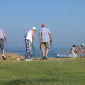 Camping at Forest Park, Cromer, Norfolk - 12th August 2022, Old dudes play pitch-and-putt on the clifftop