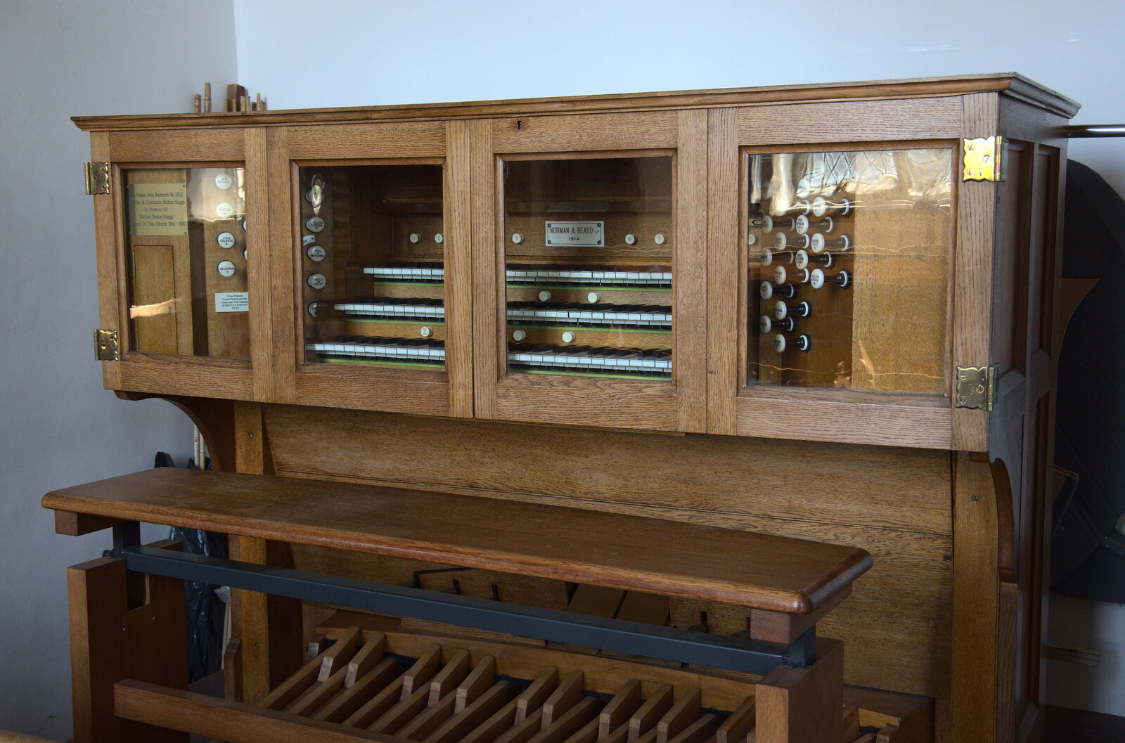 A nice Norman and Beard organ, restored in 2002 from Camping at Forest Park, Cromer, Norfolk - 12th August 2022