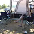 Isobel does some crochet in the awning, Camping at Forest Park, Cromer, Norfolk - 12th August 2022