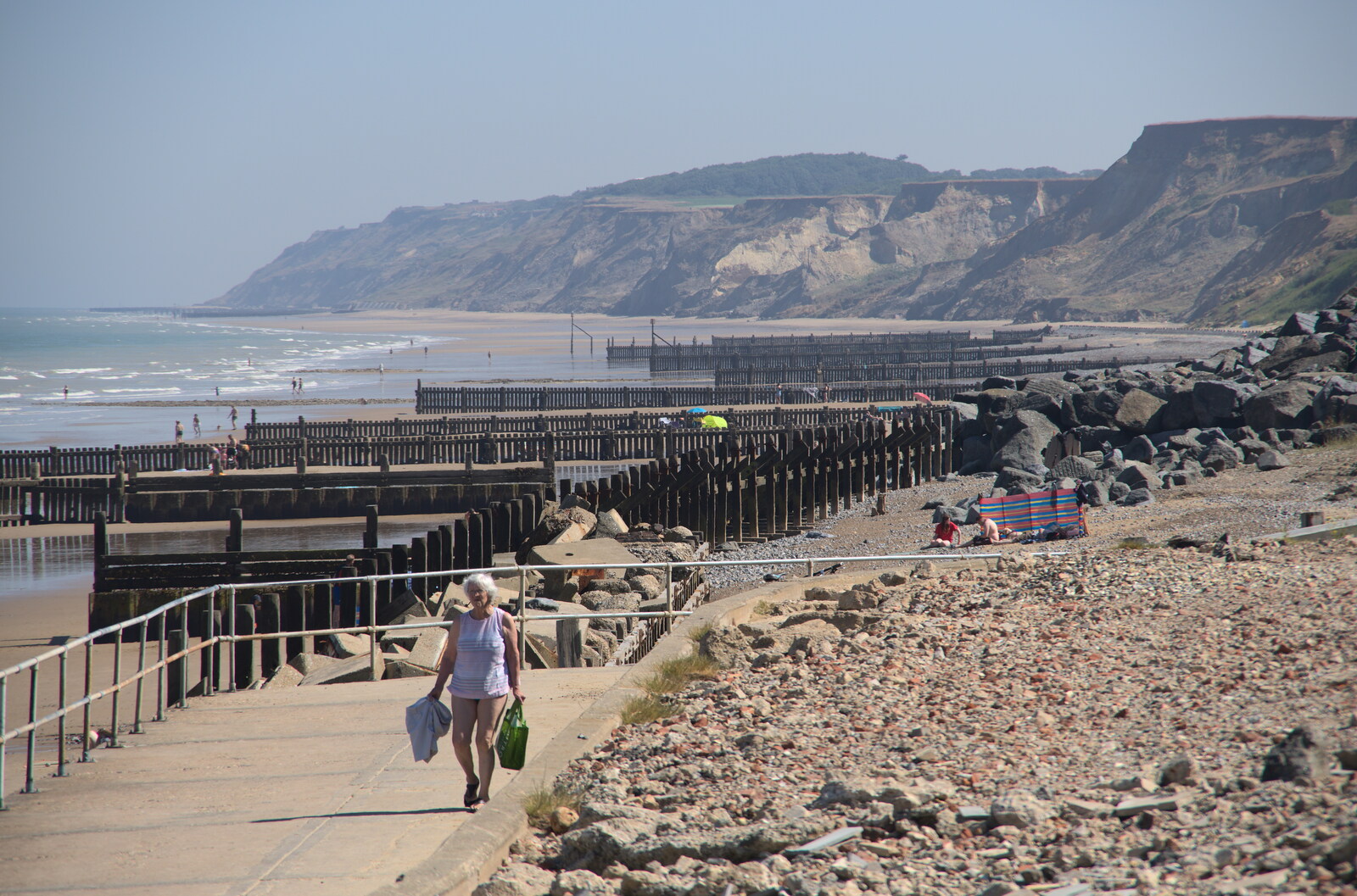 A view along Overstrand beach from Camping at Forest Park, Cromer, Norfolk - 12th August 2022